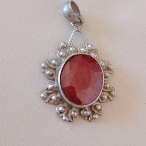 Natural ruby 925 sterling silver pendant